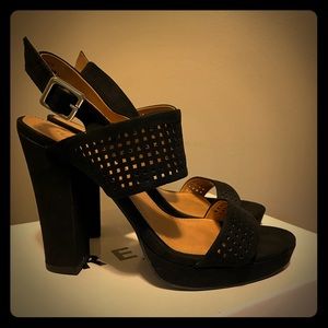 Report Lafayette Black Sandal Heels 8.5